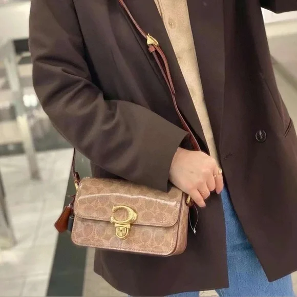 COACH Patent Signature Leather Studio  Shoulder Bag 19 NWT - Picture 11 of 13